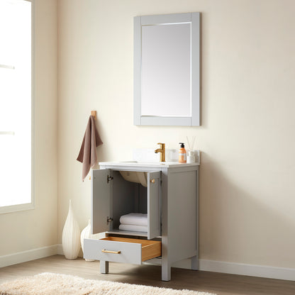 Shannon 24" Single Vanity in Paris Grey and Composite Carrara White Stone Countertop