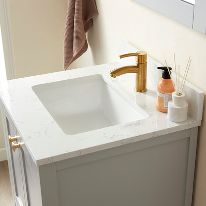 Shannon 24" Single Vanity in Paris Grey and Composite Carrara White Stone Countertop
