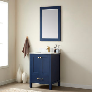 Shannon 24" Single Vanity in Royal Blue and Composite Carrara White Stone Countertop
