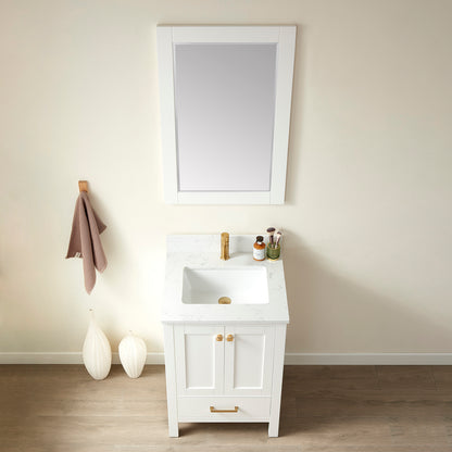 Shannon 24" Single Vanity in White and Composite White Carrara Stone Countertop