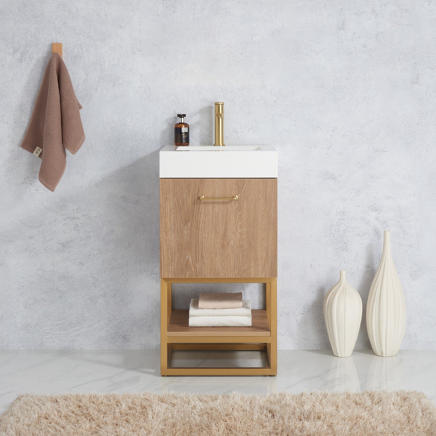 Alistair 18" Single Sink Bath Vanity in North American Oak