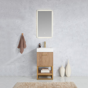Open image in slideshow, Alistair 18&quot; Single Sink Bath Vanity in North American Oak with Whole Artificial Stone Basin Top
