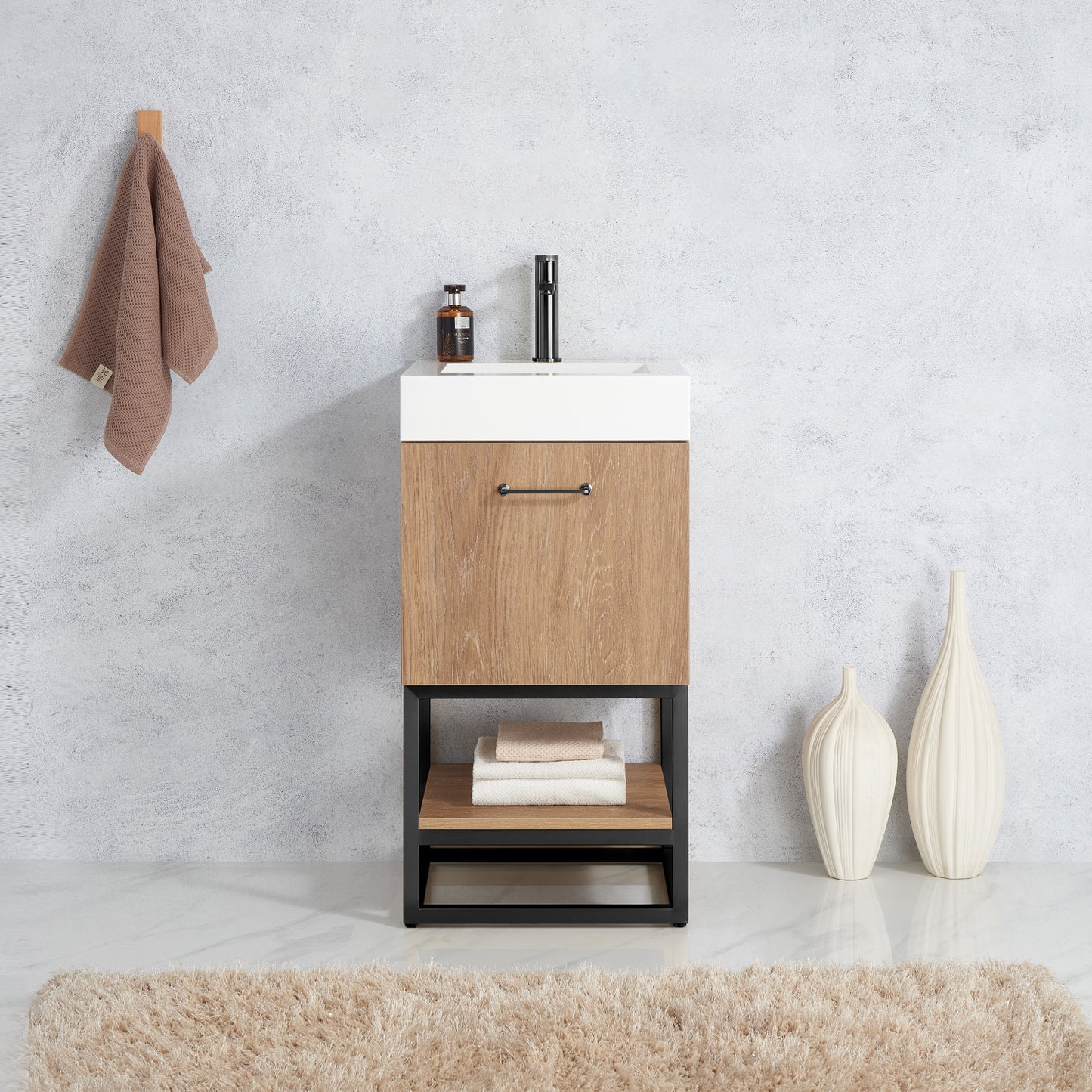 Alistair 18B" Single Sink Bath Vanity in North American Oak