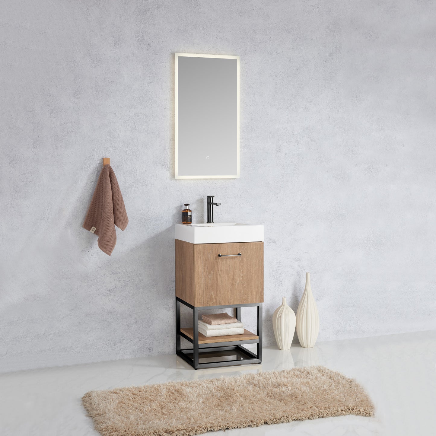 Alistair 18B" Single Sink Bath Vanity in North American Oak