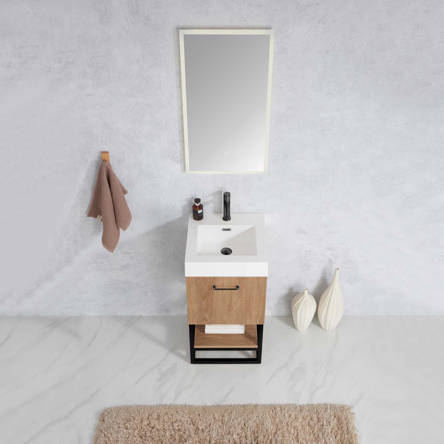 Alistair 18B" Single Sink Bath Vanity in North American Oak