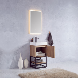 Alistair 18B" Single Sink Bath Vanity in North American Oak with Whole Artificial Stone Basin Top