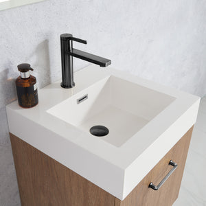 Alistair 18B" Single Sink Bath Vanity in North American Oak with Whole Artificial Stone Basin Top