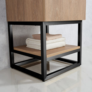 Alistair 18B" Single Sink Bath Vanity in North American Oak with Whole Artificial Stone Basin Top