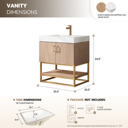 Alistair 30" Single Vanity in North American Oak