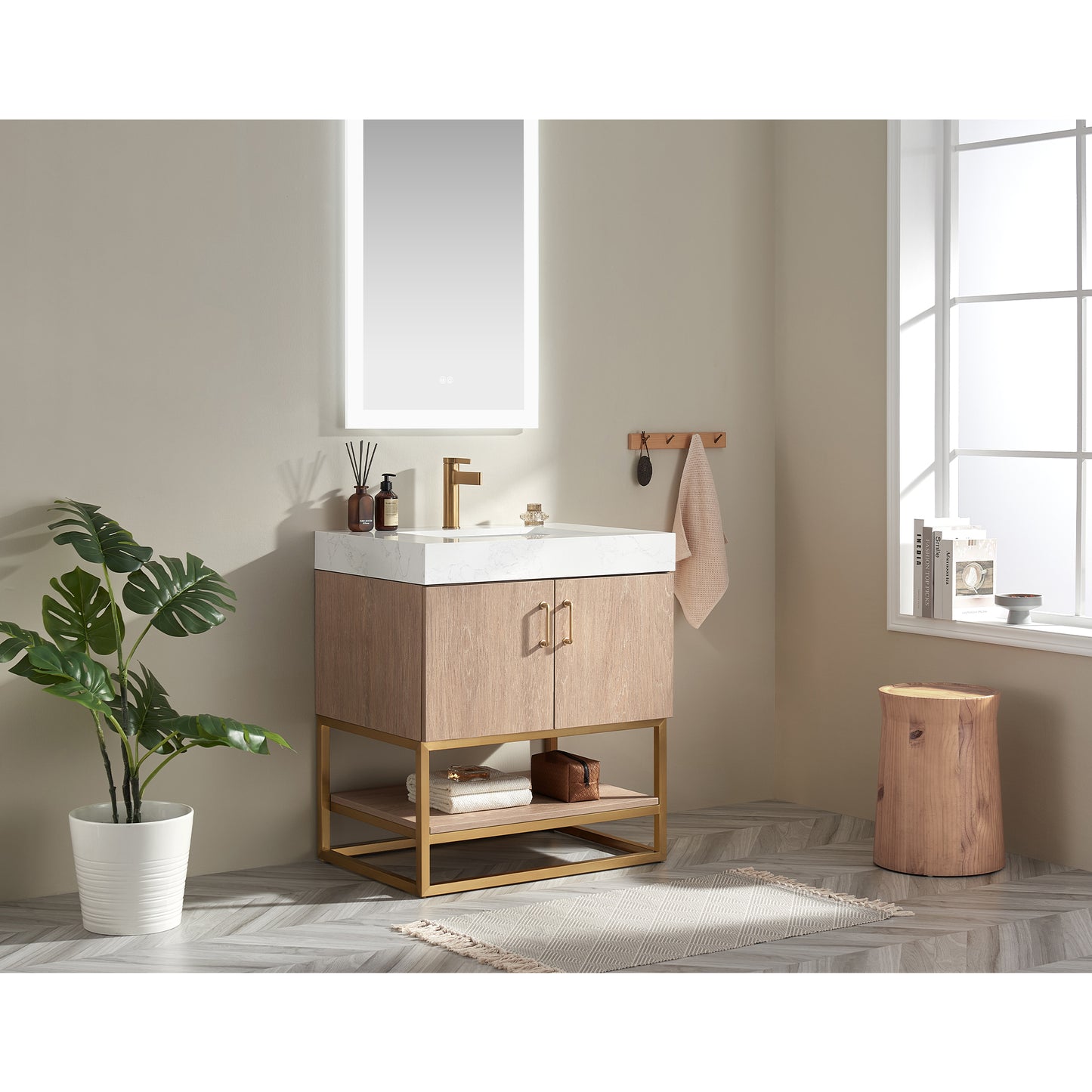 Alistair 30" Single Vanity in North American Oak with Mirror