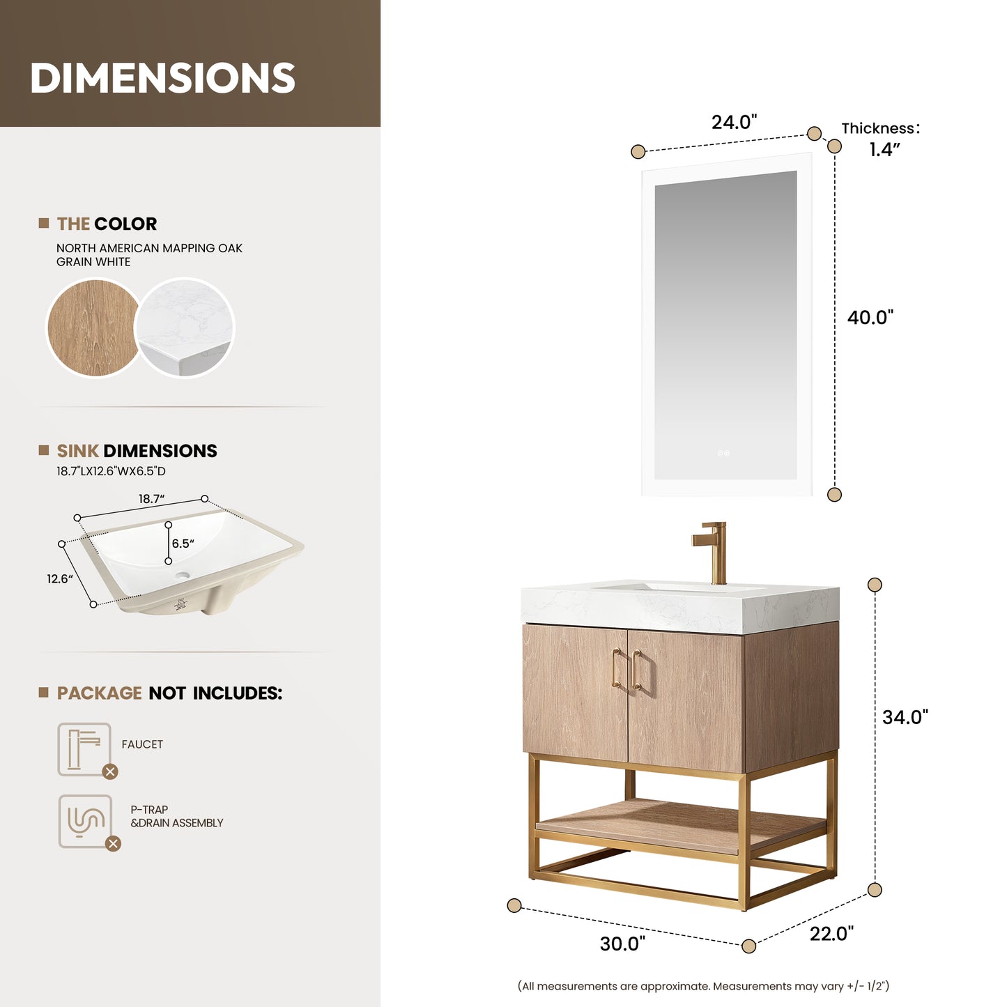 Alistair 30" Single Vanity in North American Oak with Mirror