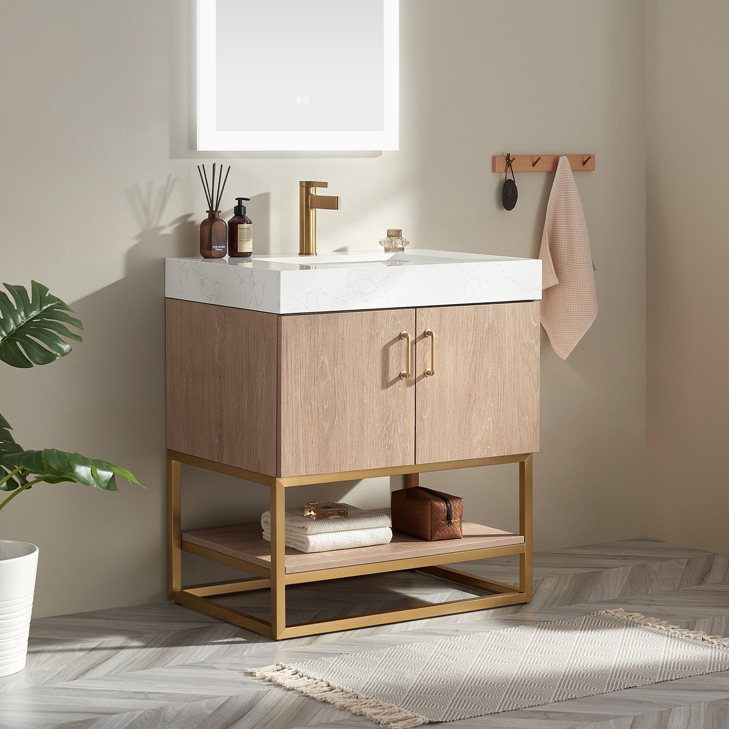 Alistair 30" Single Vanity in North American Oak with Mirror