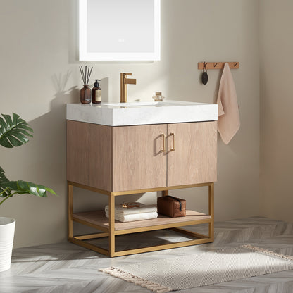 Alistair 30" Single Vanity in North American Oak with Mirror