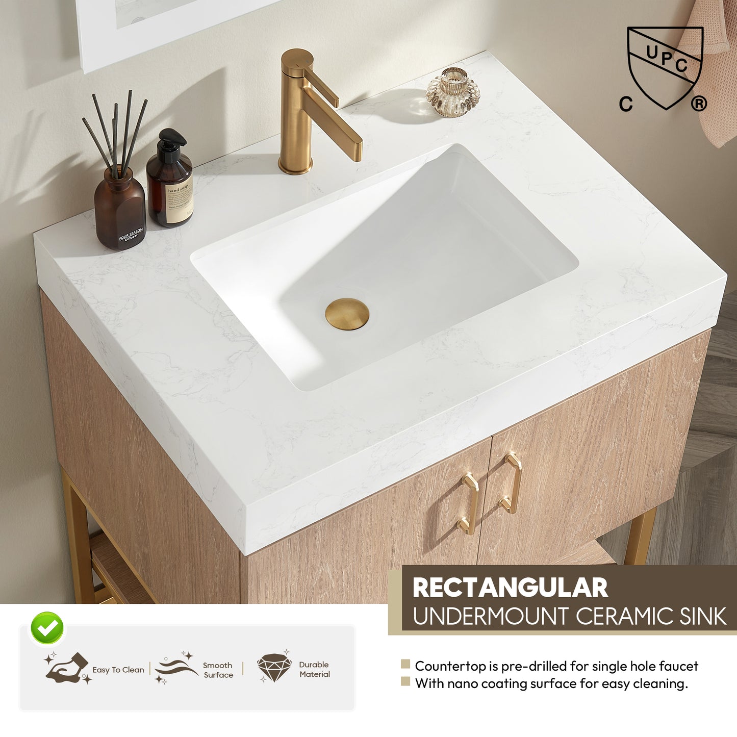 Alistair 30" Single Vanity in North American Oak with Mirror