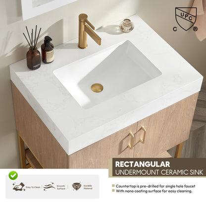 Alistair 30" Single Vanity in North American Oak with Mirror