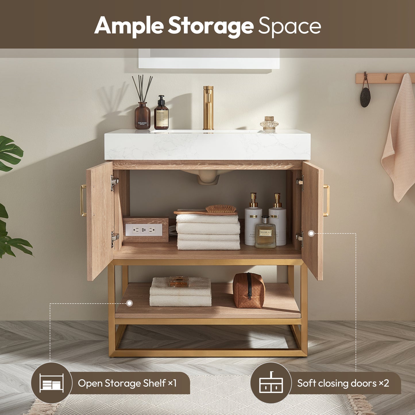 Alistair 30" Single Vanity in North American Oak with Mirror