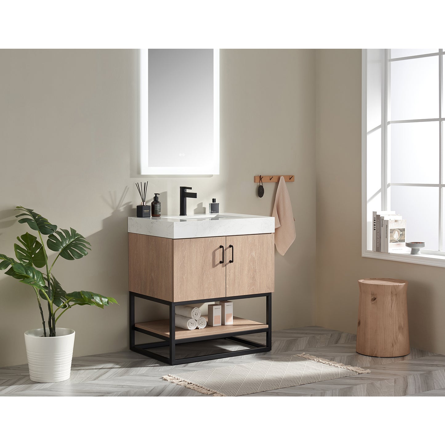 Alistair 30B" Single Vanity in North American Oak