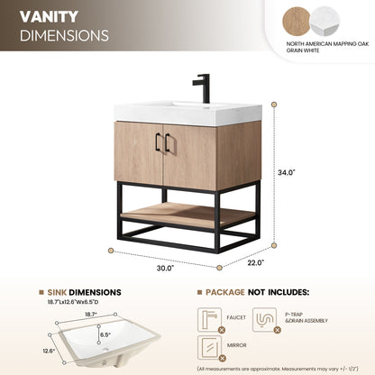 Alistair 30B" Single Vanity in North American Oak