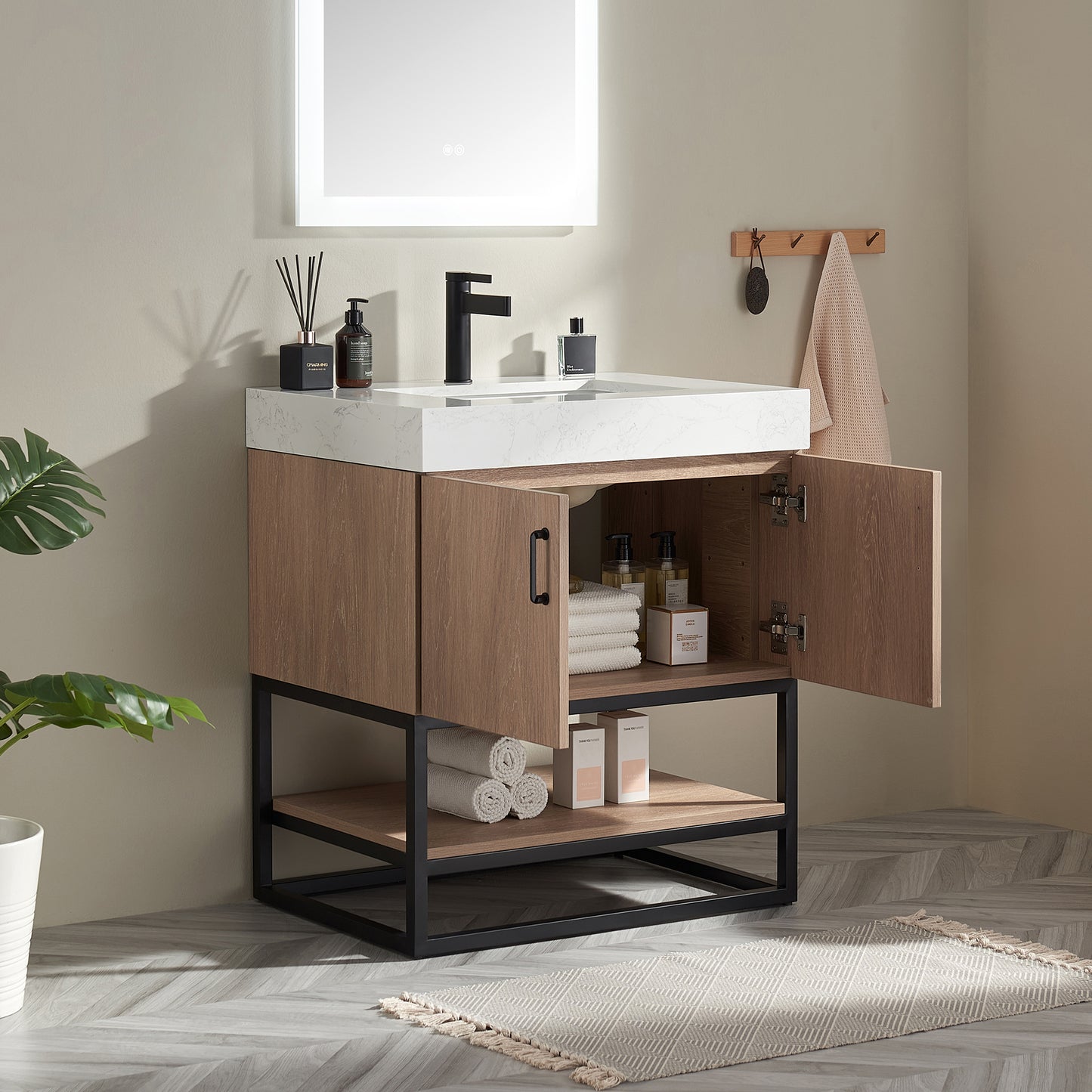 Alistair 30B" Single Vanity in North American Oak