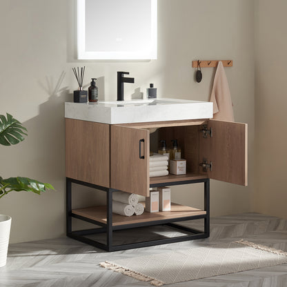Alistair 30B" Single Vanity in North American Oak