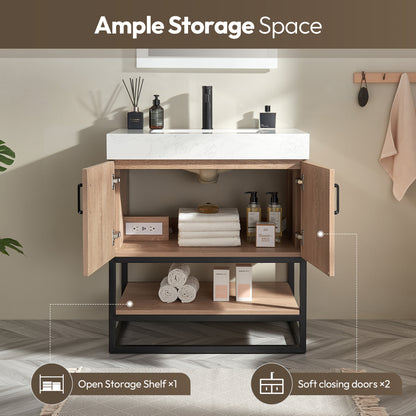 Alistair 30B" Single Vanity in North American Oak
