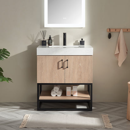 Alistair 30B" Single Vanity in North American Oak With Mirror
