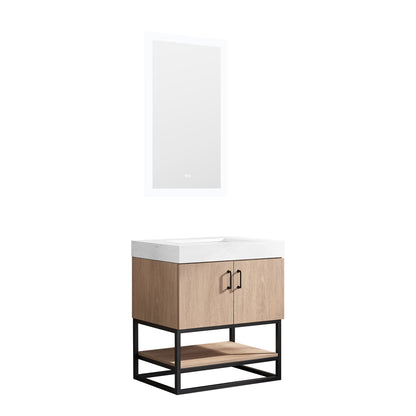Alistair 30B" Single Vanity in North American Oak With Mirror