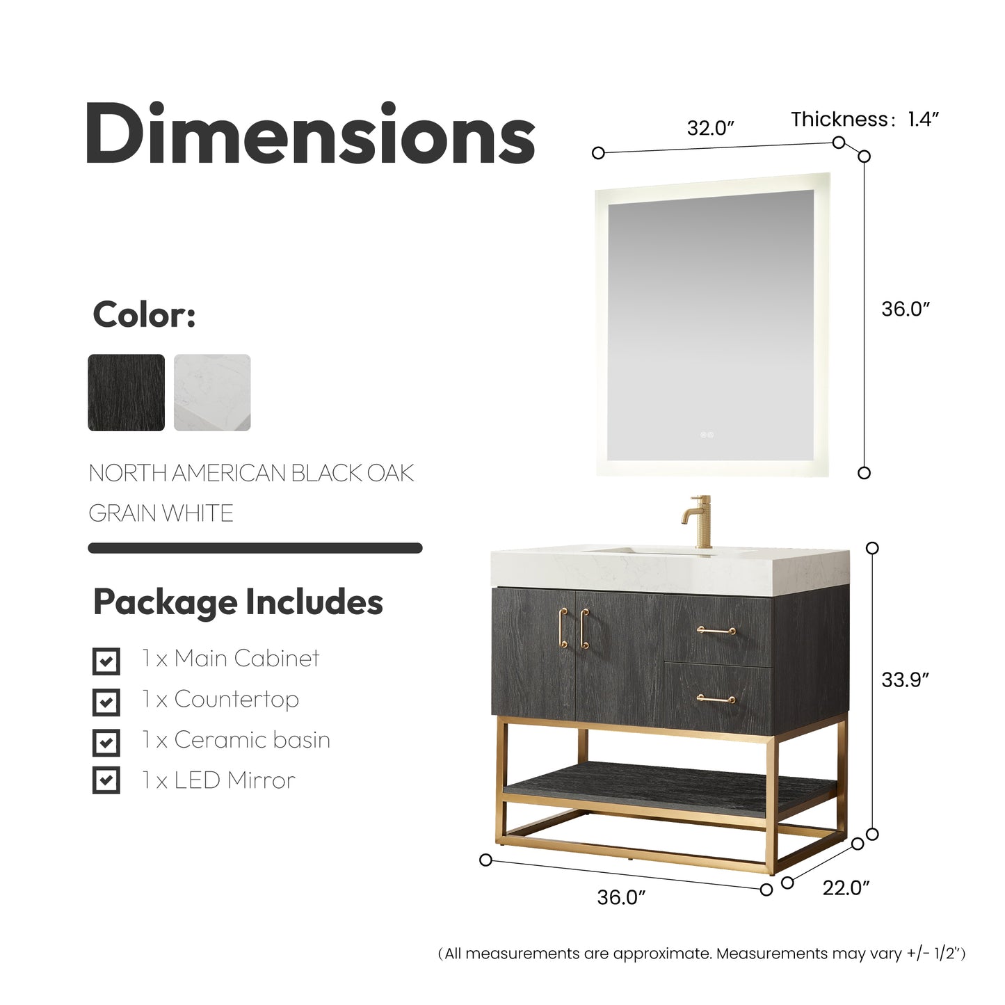Alistair 36" Single Vanity in North American Black Oak