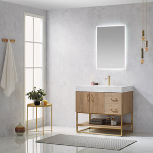 Alistair 36" Single Vanity in North American Oak with White Grain Stone Countertop