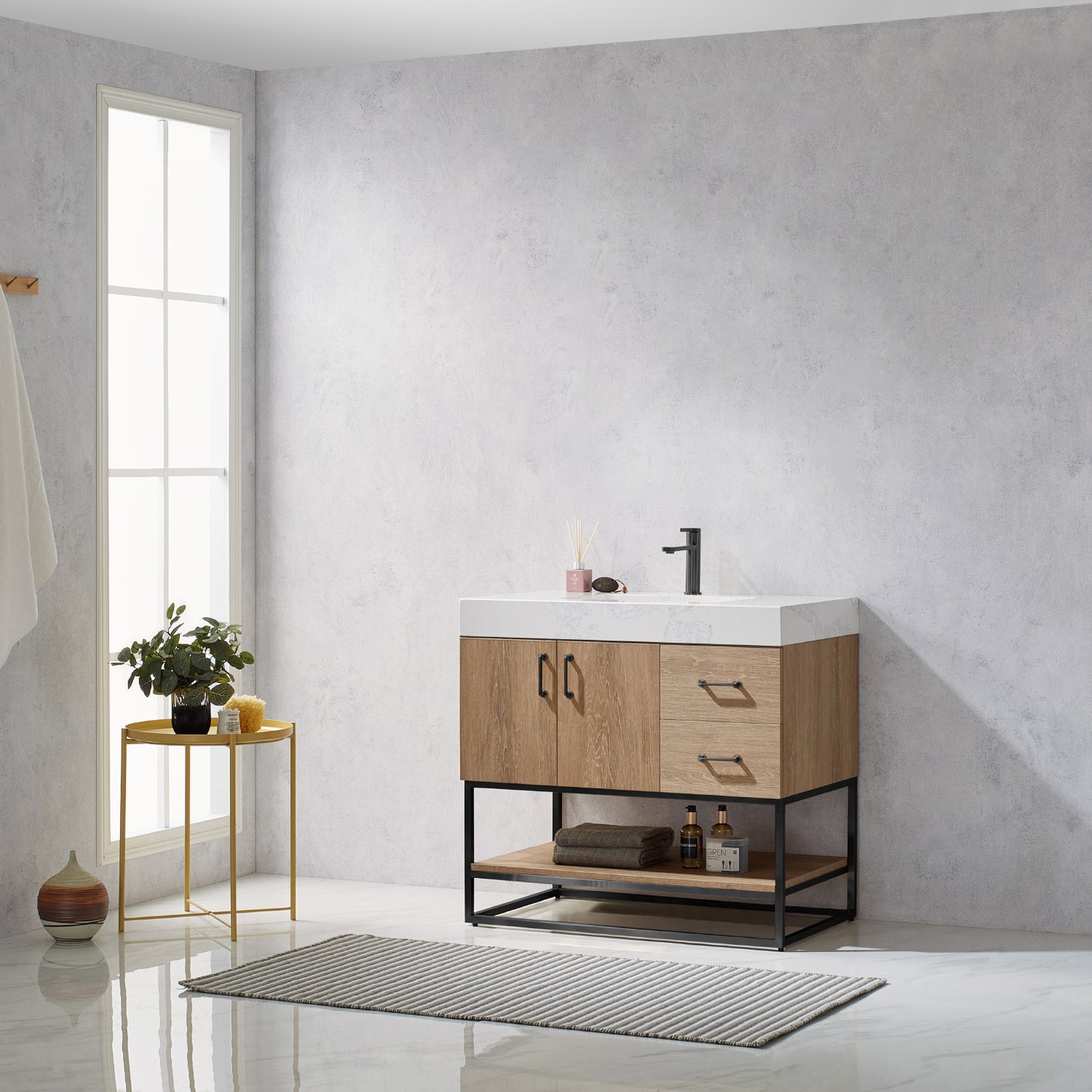 Alistair 36B" Single Vanity in North American Oak