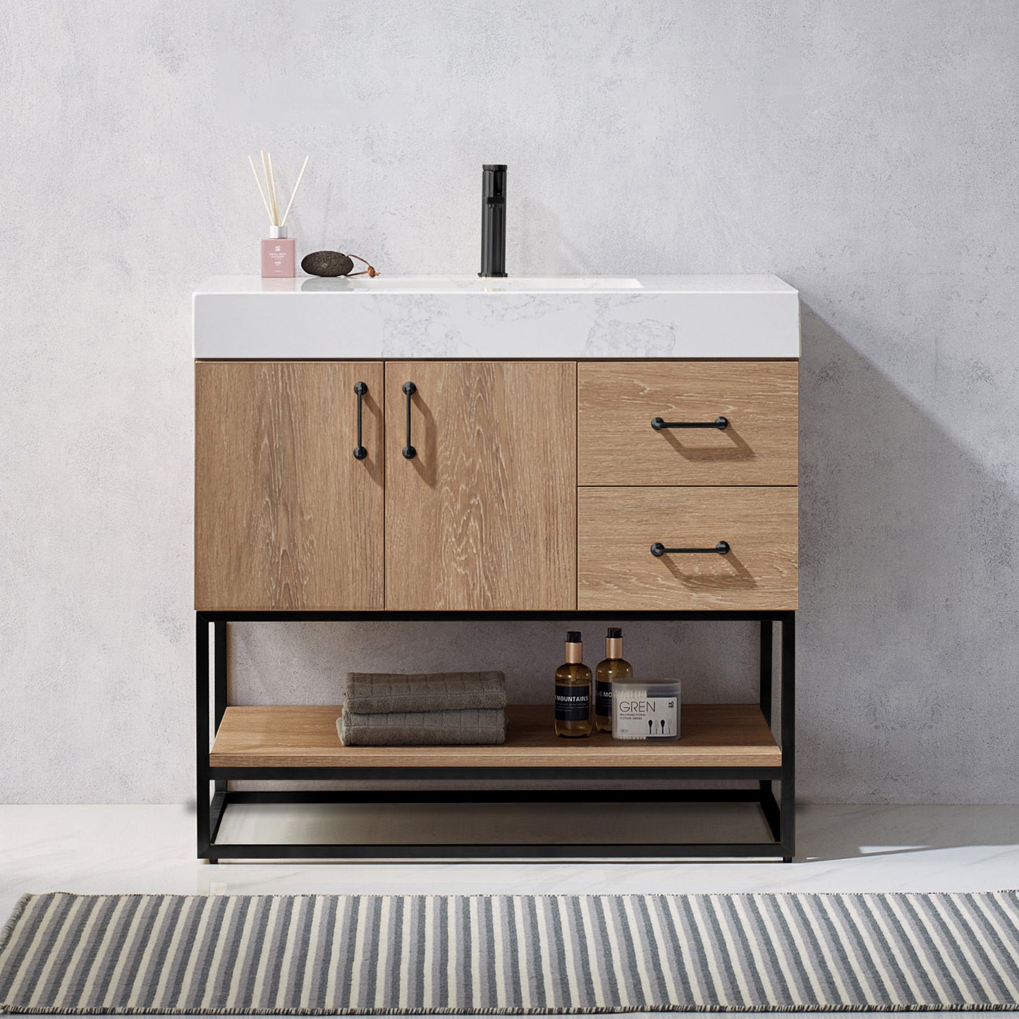 Alistair 36B" Single Vanity in North American Oak