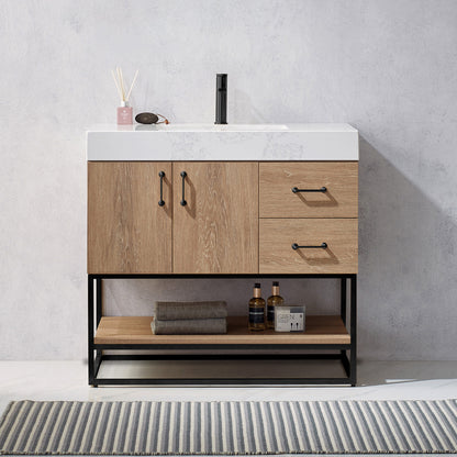 Alistair 36B" Single Vanity in North American Oak
