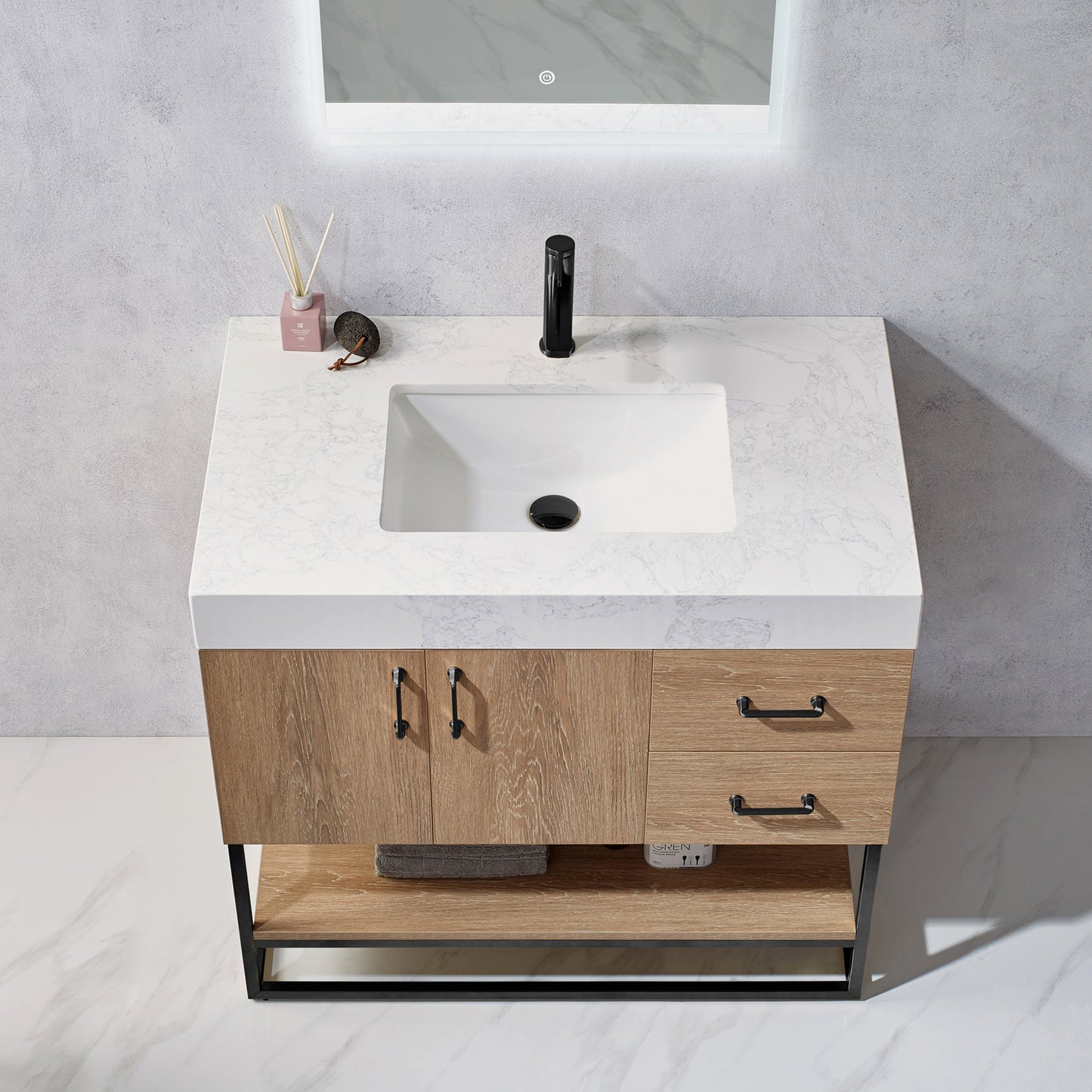 Alistair 36B" Single Vanity in North American Oak