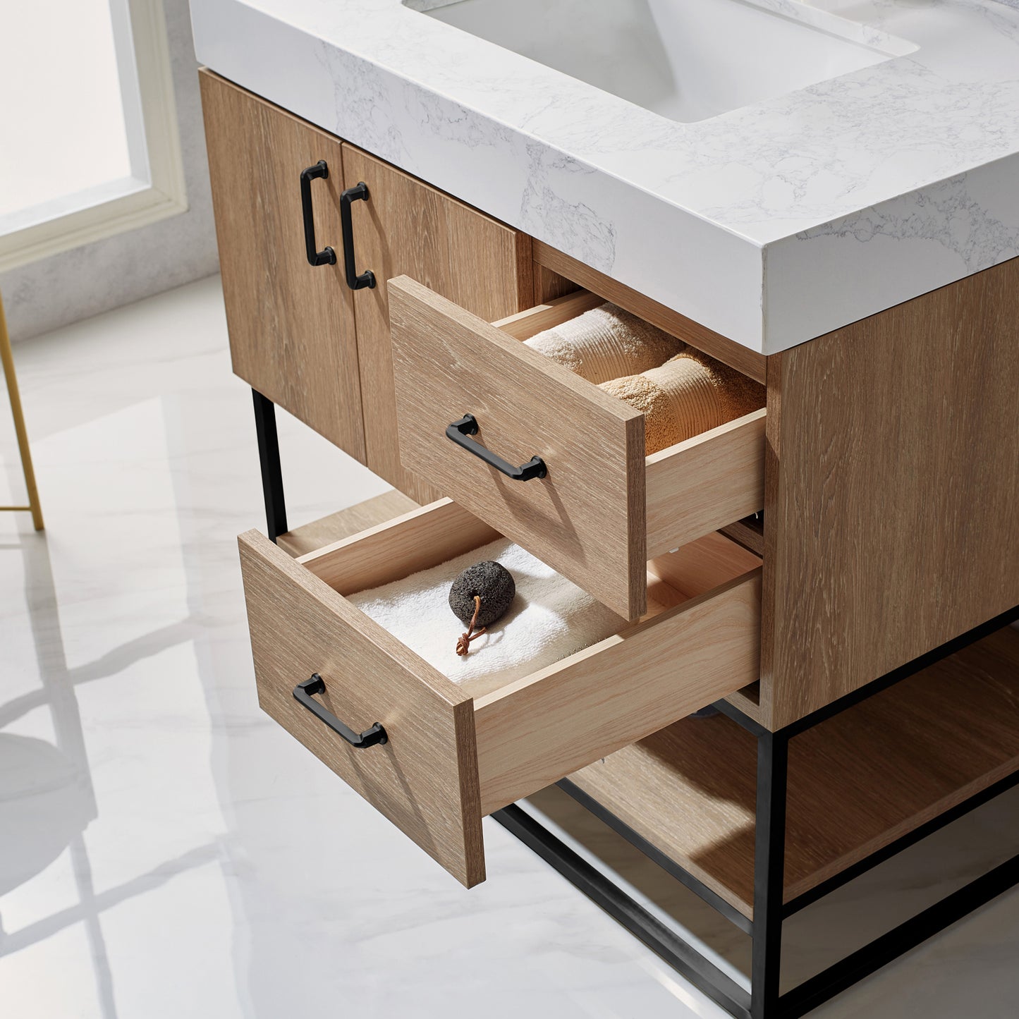 Alistair 36B" Single Vanity in North American Oak