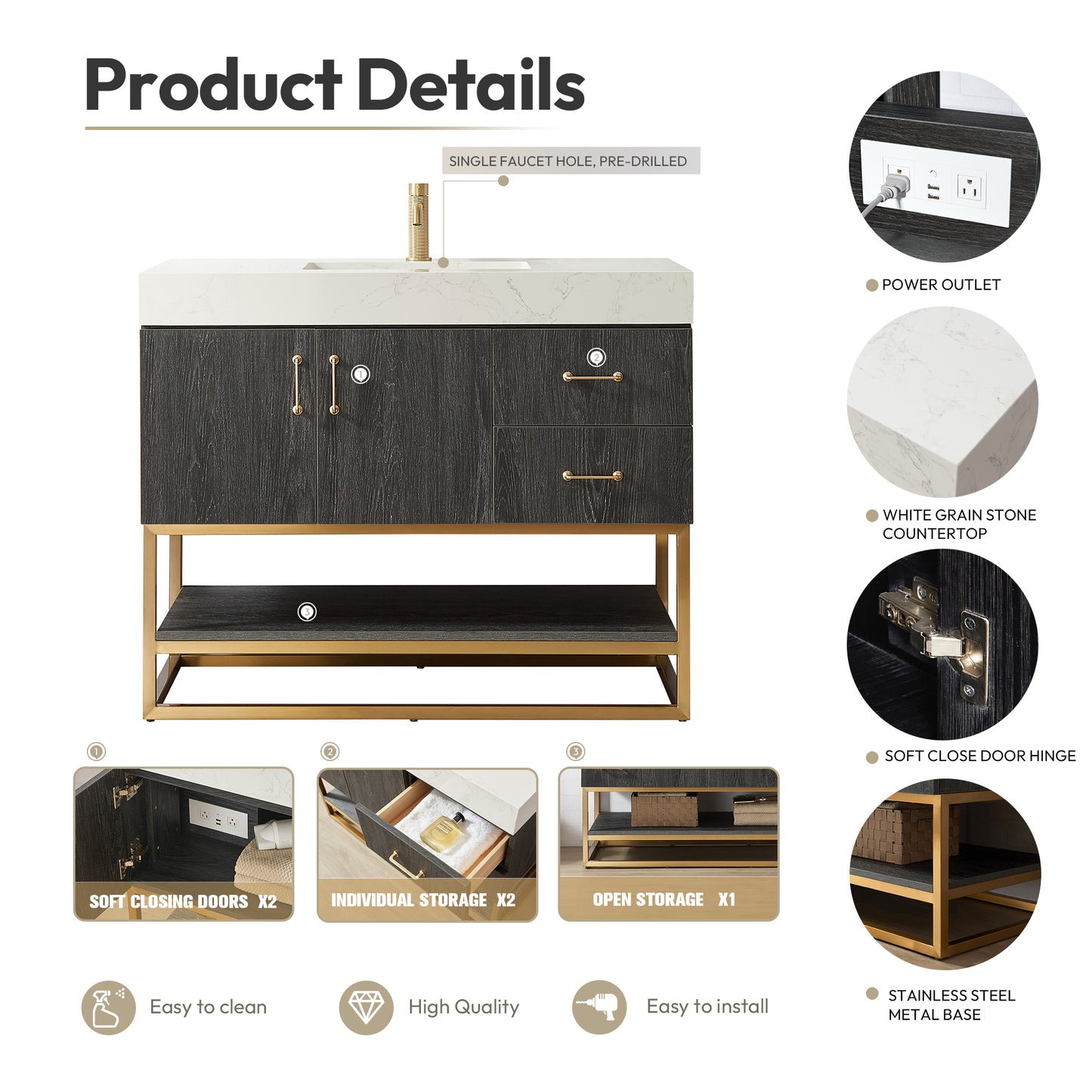 Alistair 42" Single Vanity in North American Black Oak