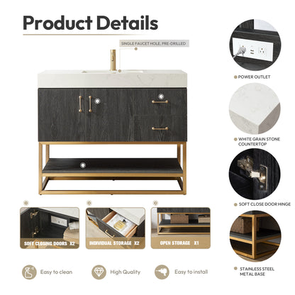Alistair 42" Single Vanity in North American Black Oak