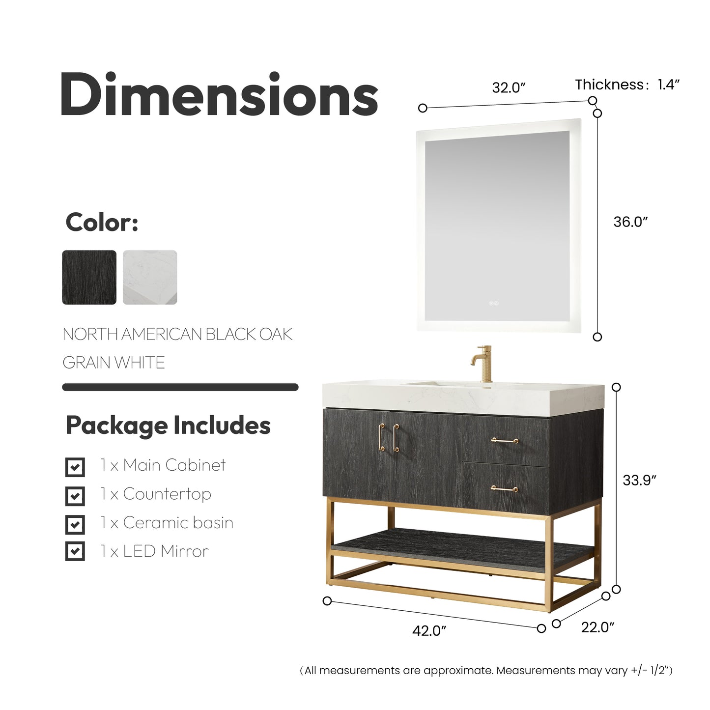 Alistair 42" Single Vanity in North American Black Oak