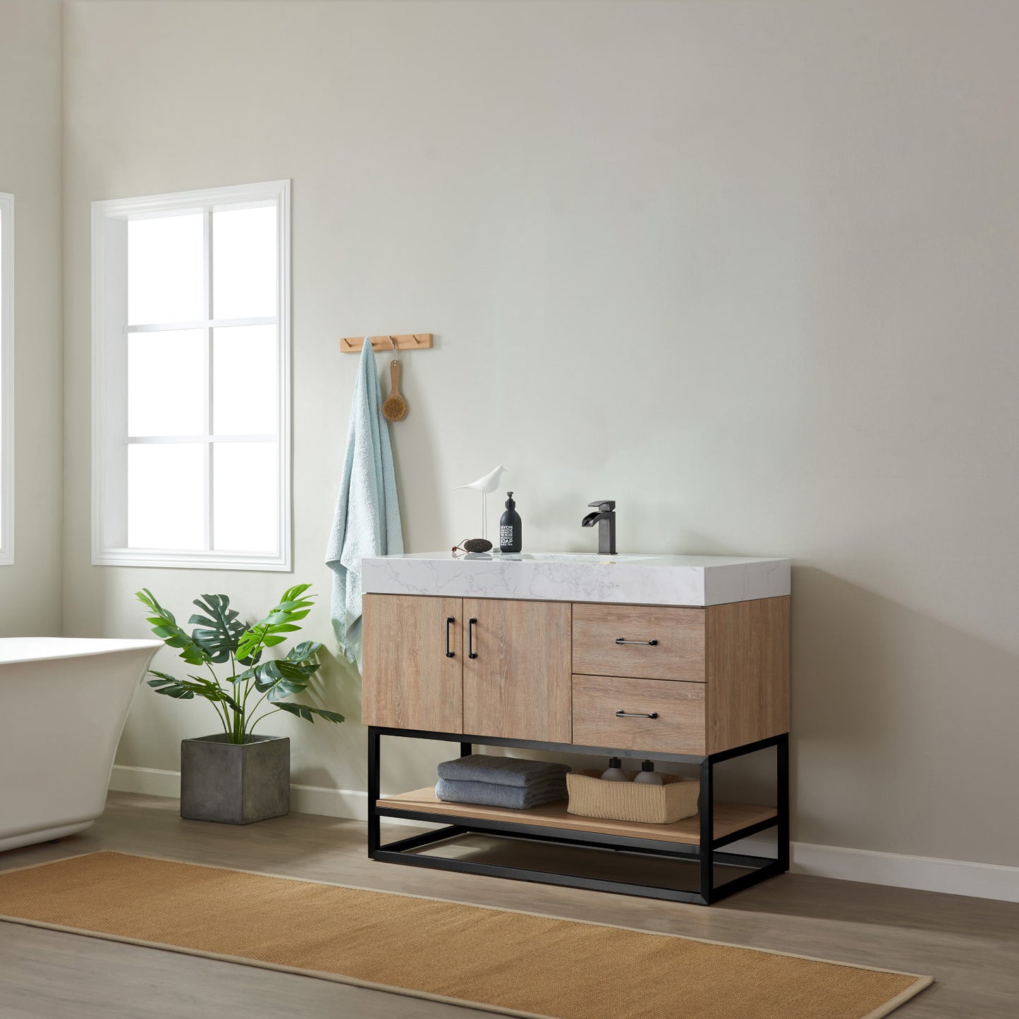 Alistair 42B" Single Vanity in North American Oak