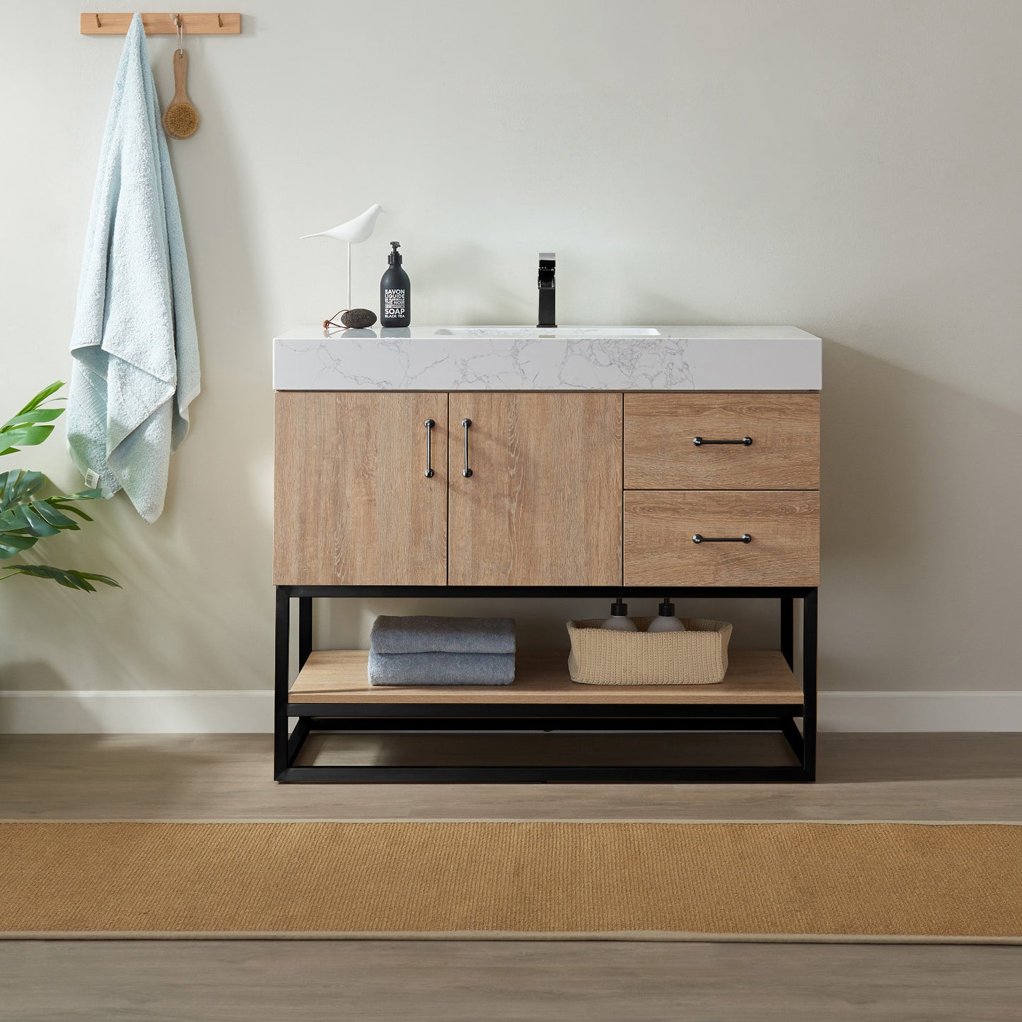 Alistair 42B" Single Vanity in North American Oak