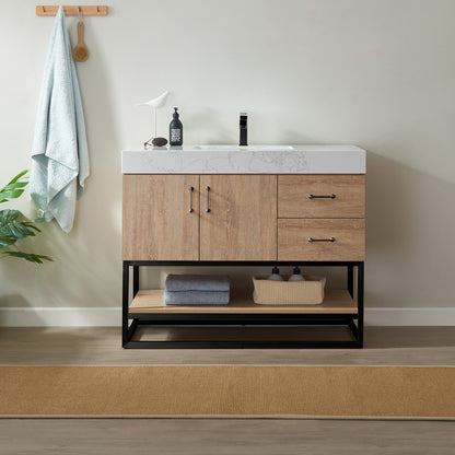 Alistair 42B" Single Vanity in North American Oak