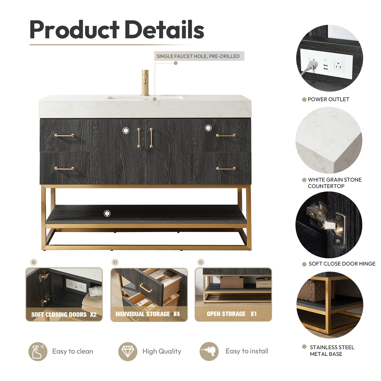 Alistair 48" Single Vanity in North American Black Oak