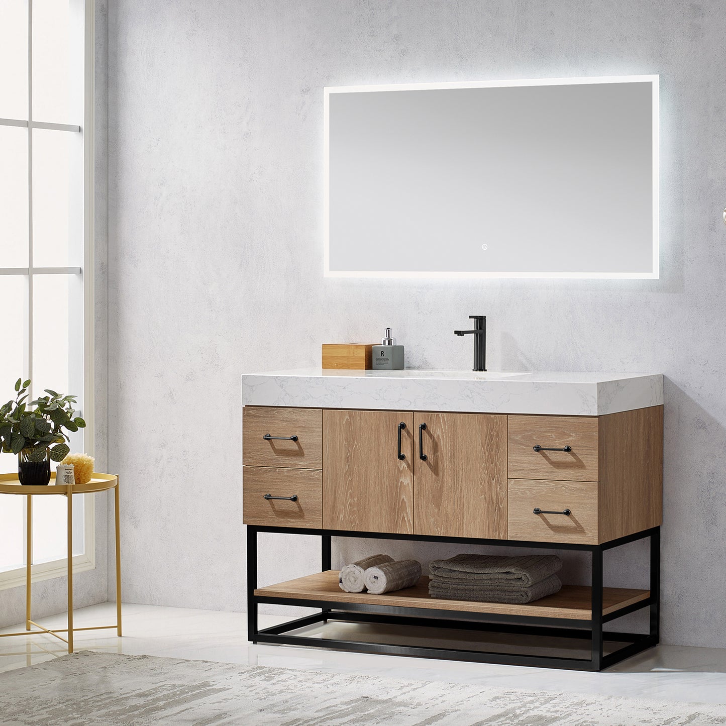 Alistair 48B" Single Vanity in North American Oak