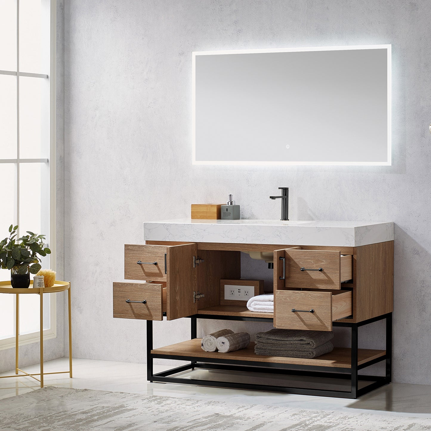 Alistair 48B" Single Vanity in North American Oak
