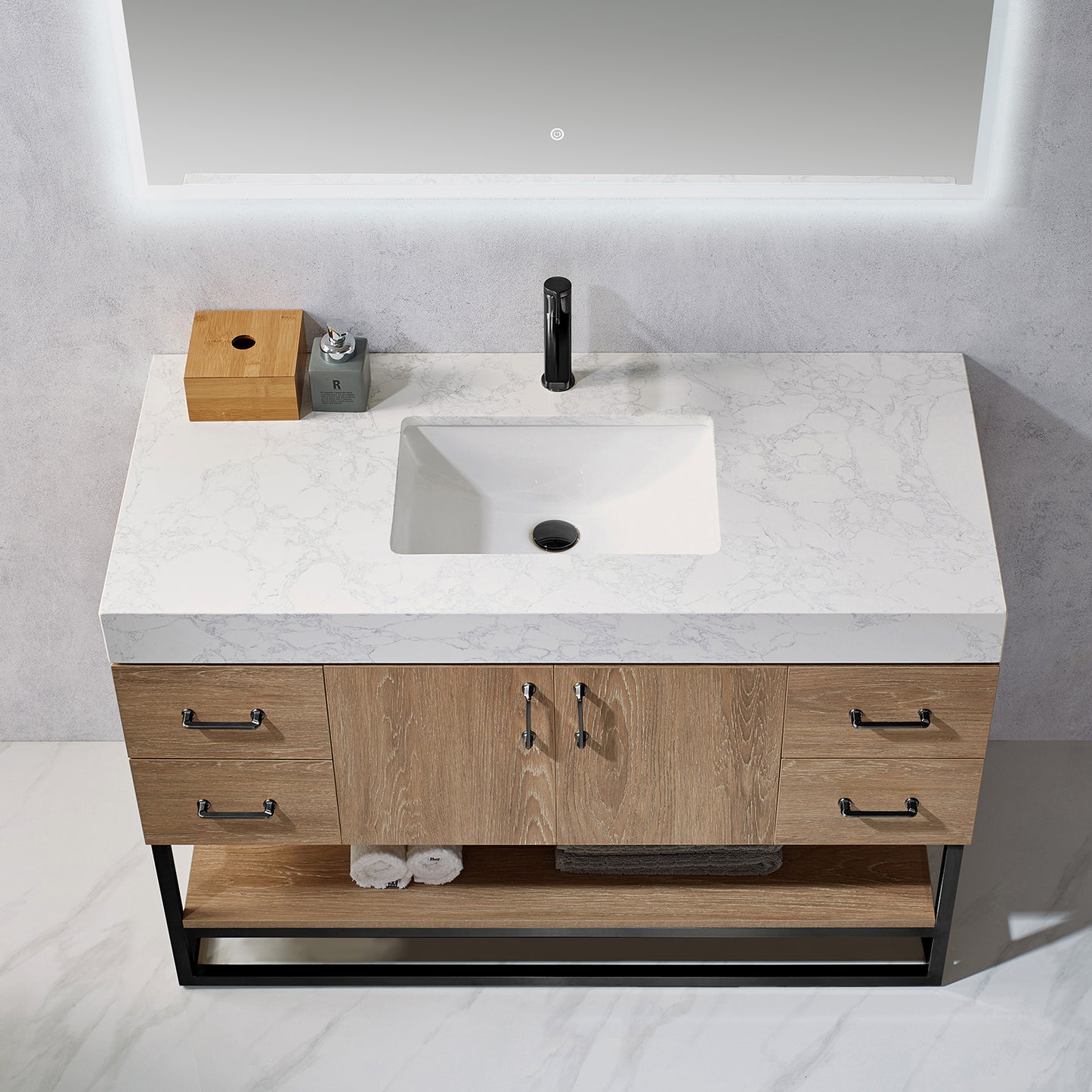 Alistair 48B" Single Vanity in North American Oak