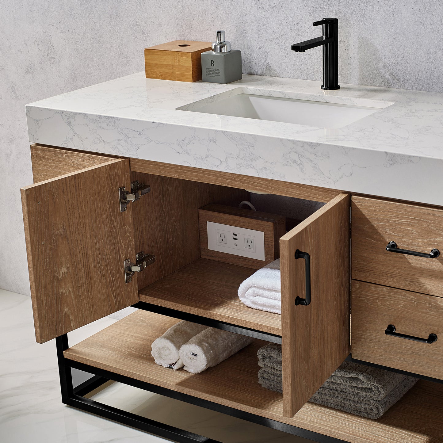 Alistair 48B" Single Vanity in North American Oak