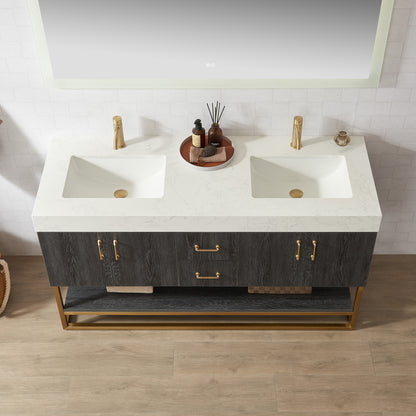 Alistair 60" Double Vanity in North American Black Oak