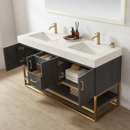 Alistair 60" Double Vanity in North American Black Oak