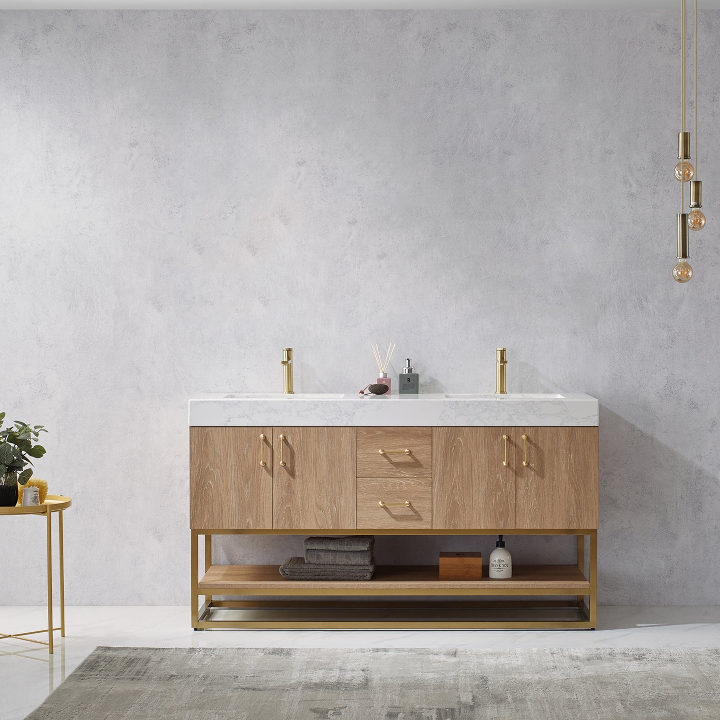 Alistair 60" Double Vanity in North American Oak
