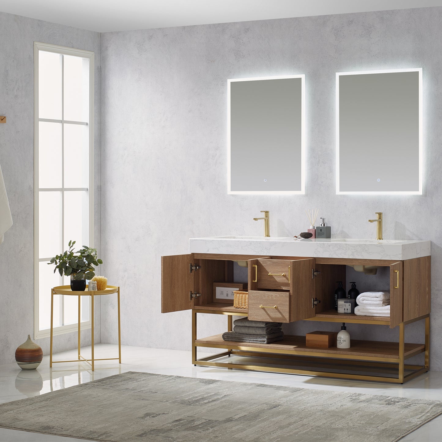 Alistair 60" Double Vanity in North American Oak