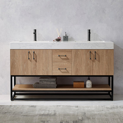 Alistair 60B" Double Vanity in North American Oak